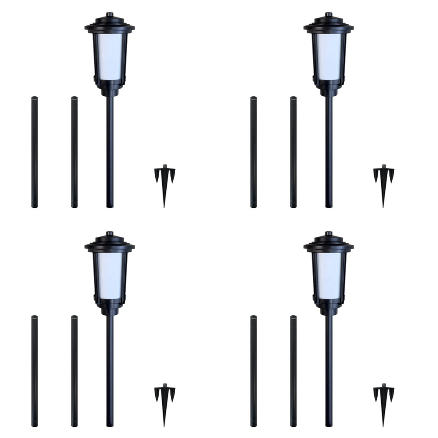 Outdoor Landscape Lighting LED 12V Low Voltage CDPA76 4x/8x/12x Package Heavy Duty Cast Aluminum 12V Low Voltage 1.7W LED Outdoor Landscape 2200K Color Tall Path Light 4 Pack