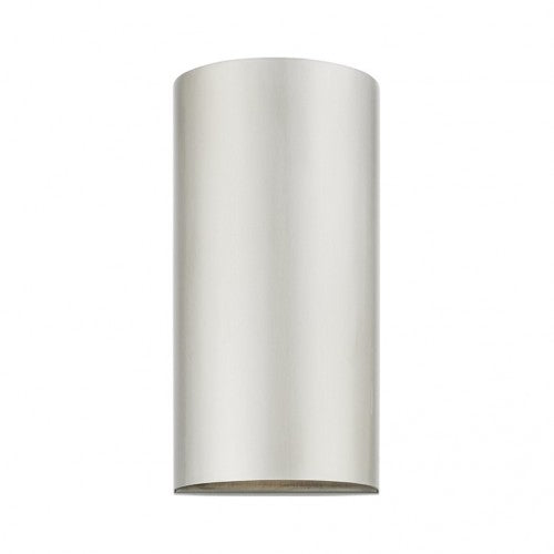 Outdoor Landscape Lighting LED 12V Low Voltage Bond Outdoor 1 E26 Medium Base Light Bulb Socket Outdoor ADA-Compliant Half Cylinder Wall Sconce 5"x10" Stainless Steel with Brushed Nickel Finish 120V for Garden, Interior, Exterior and Patio 22062-91