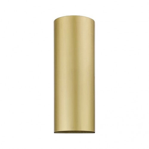 Outdoor Landscape Lighting LED 12V Low Voltage Bond Outdoor 1 E26 Medium Base Light Bulb Socket Outdoor ADA-Compliant Half Cylinder Wall Sconce 5"x14" Stainless Steel with Gold Satin Finish 120V for Garden, Interior, Exterior and Patio 22063-32