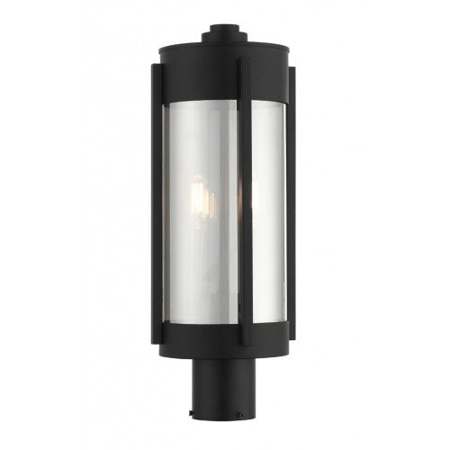 Outdoor Landscape Lighting LED 12V Low Voltage Sheridan Candelabra Base Light Bulb Socket Medium Outdoor Post Top Lantern 18.75" x 7.5" Stainless Steel and Electrical Plated Smoke Glass, Black with Brushed Nickel Candles Finish 120V for Garden, Exterior Post - 22386-04