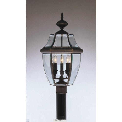 Outdoor Landscape Lighting LED 12V Low Voltage Monterey Candelabra Base Light Bulb Socket Large Outdoor Post Top Lantern 23.5" x 12.5" Hand Crafted Solid Brass and Clear Beveled Glass, Bronze Finish 120V for Garden, Exterior Post - 2354-07