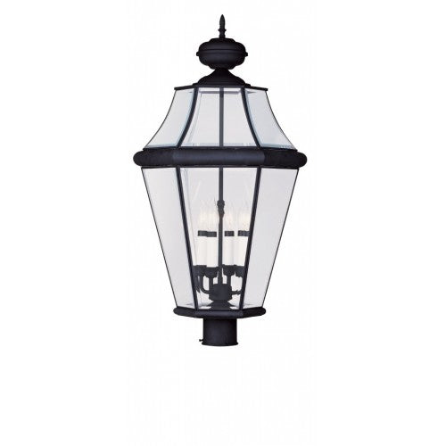 Outdoor Landscape Lighting LED 12V Low Voltage Georgetown Candelabra Base Light 4 Bulb Sockets Extra Large Outdoor Post Top Lantern 29" x 16" Hand Crafted Solid Brass and Clear Beveled Glass, Black Finish 120V for Garden, Exterior Post - 2368-04