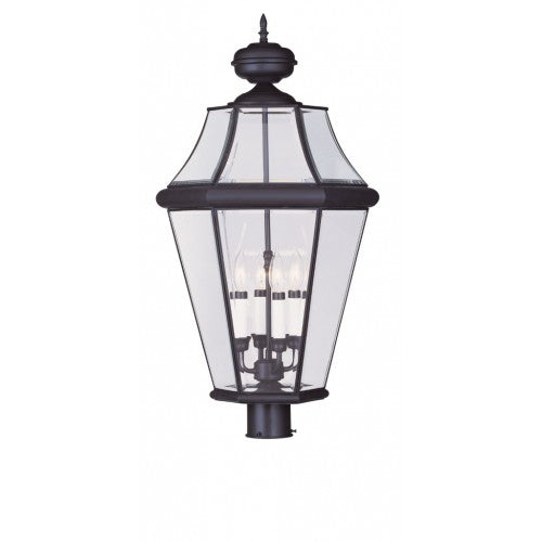 Outdoor Landscape Lighting LED 12V Low Voltage Georgetown Candelabra Base Light 4 Bulb Sockets Extra Large Outdoor Post Top Lantern 29" x 16" Hand Crafted Solid Brass and Clear Beveled Glass, Bronze Finish 120V for Garden, Exterior Post - 2368-07