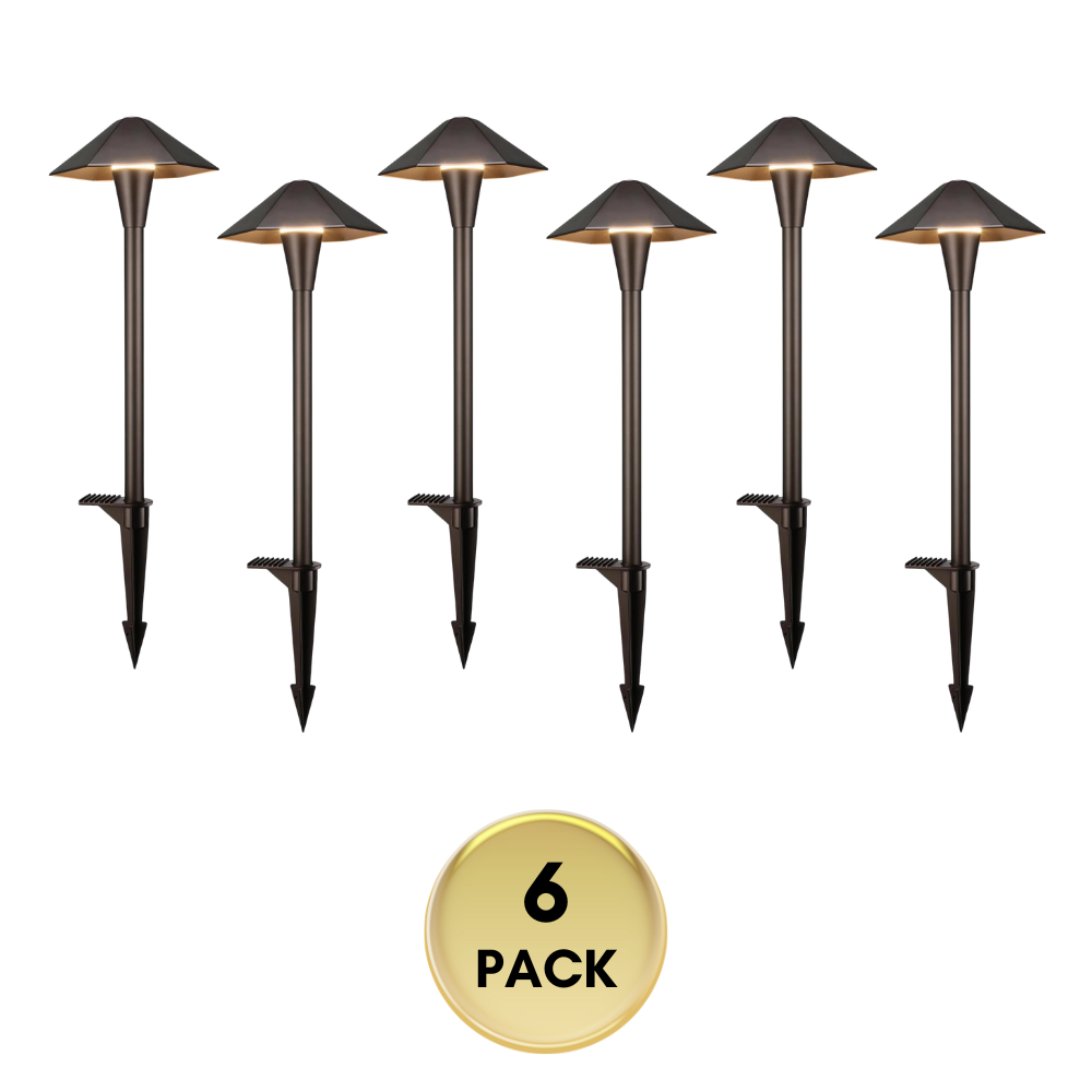 Outdoor Landscape Lighting LED 12V Low Voltage CDPAL03 Ombrello Spigoloso LED Landscape 3CCT Pathway Lights, 3000K/4000K/5000K, 5W 12-24V AC/DC Low Voltage Oil-Rubbed Bronze Hexagonal Outdoor Landscape Lighting 6 Pack