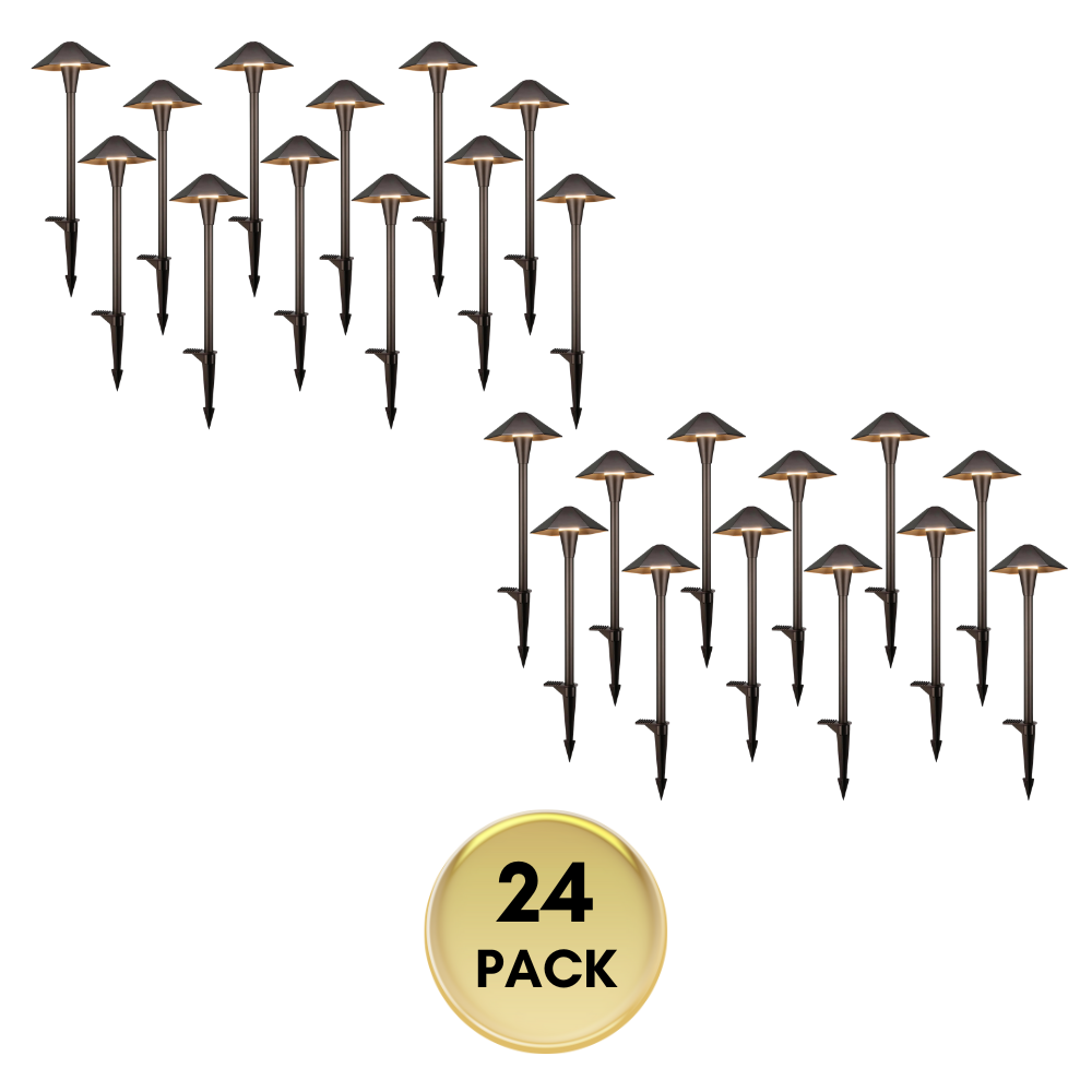 Outdoor Landscape Lighting LED 12V Low Voltage CDPAL03 Ombrello Spigoloso LED Landscape 3CCT Pathway Lights, 3000K/4000K/5000K, 5W 12-24V AC/DC Low Voltage Oil-Rubbed Bronze Hexagonal Outdoor Landscape Lighting 24 Pack