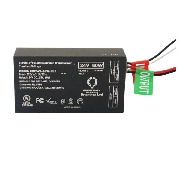Outdoor Landscape Lighting LED 12V Low Voltage 12V/24V DC Low Voltage Dimmable LED Driver - Compact UL Listed Transformer Indoor-rated 24V DC 60W