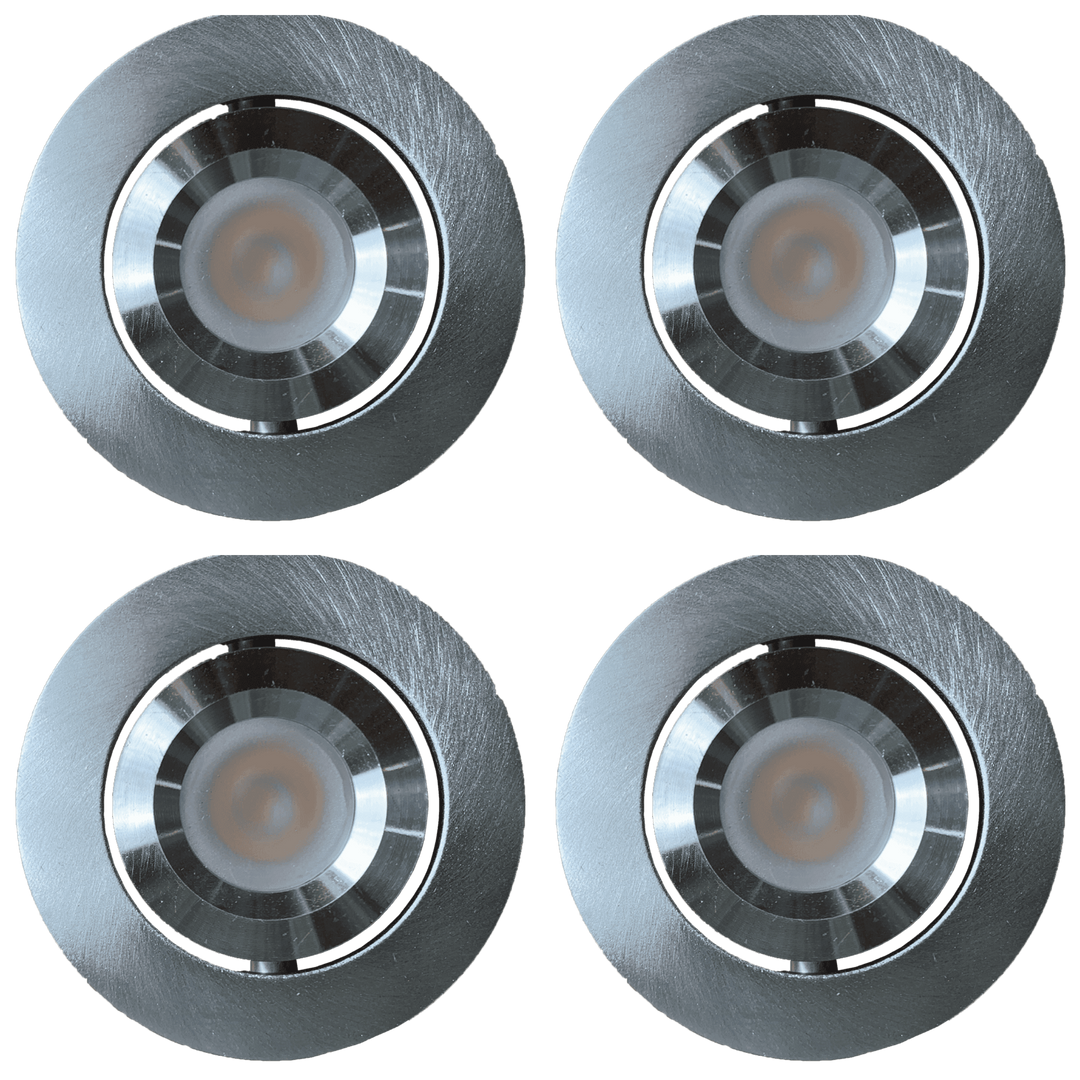 Outdoor Landscape Lighting LED 12V Low Voltage CB05 4x/8x/12x Package 1.5W DC12V Low Voltage Round LED Cast Aluminum Recessed Cabinet Light Down Lighting Fixture 3000K or 5000K Silver 4 Pack