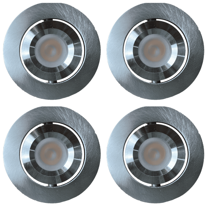 Outdoor Landscape Lighting LED 12V Low Voltage CB05 4x/8x/12x Package 1.5W DC12V Low Voltage Round LED Cast Aluminum Recessed Cabinet Light Down Lighting Fixture 3000K or 5000K Silver 4 Pack
