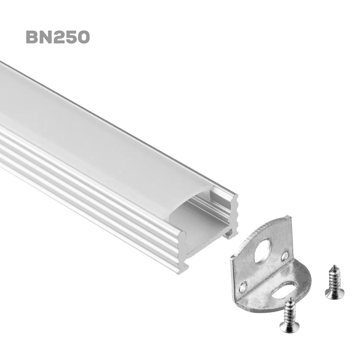 Outdoor Landscape Lighting LED 12V Low Voltage BN250 Rectangular Surface Mounted 8 ft Aluminum Channel 10 Pack for 0.46" LED Strip Light Cover with End Caps