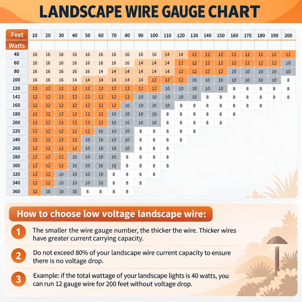 Outdoor Landscape Lighting LED 12V Low Voltage 10/2 Copper Low Voltage Landscape Lighting Wire - Direct Burial Cable for Outdoor Lighting Systems