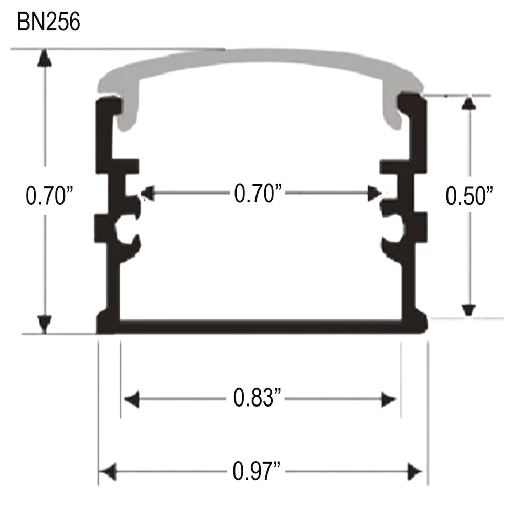 Outdoor Landscape Lighting LED 12V Low Voltage BN256 Adjustable Large Square Surface Mounted 8 ft Aluminum Channel 0.97" x 0.70" 10 Pack for 0.70" LED Strip Light Cover with End Caps