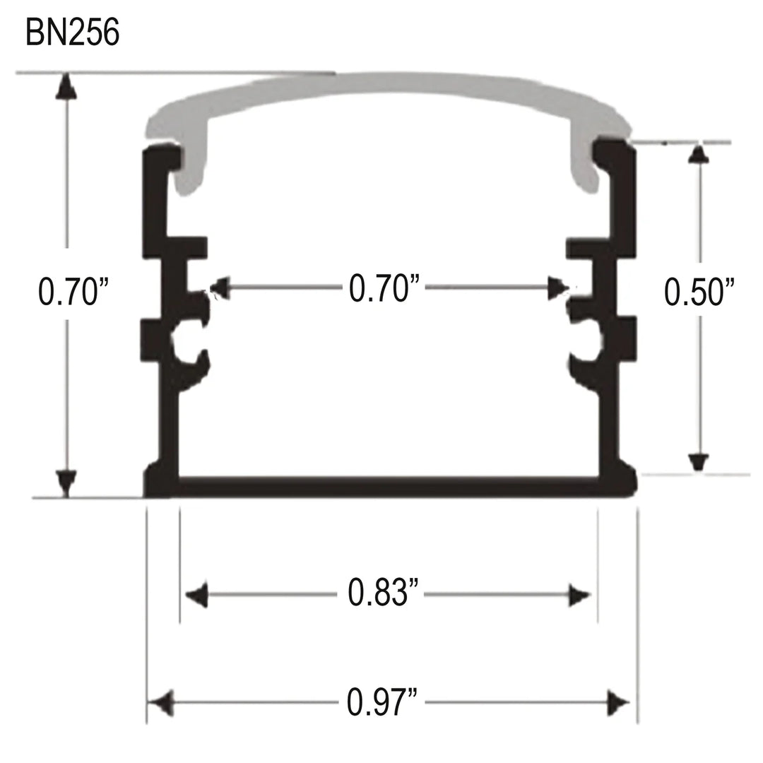 Outdoor Landscape Lighting LED 12V Low Voltage BN256 Adjustable Large Square Surface Mounted 8 ft Aluminum Channel 0.97" x 0.70" 10 Pack for 0.70" LED Strip Light Cover with End Caps