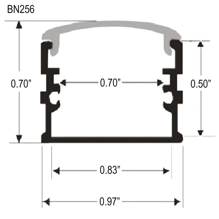 Outdoor Landscape Lighting LED 12V Low Voltage BN256 Adjustable Large Square Surface Mounted 8 ft Aluminum Channel 0.97" x 0.70" 10 Pack for 0.70" LED Strip Light Cover with End Caps