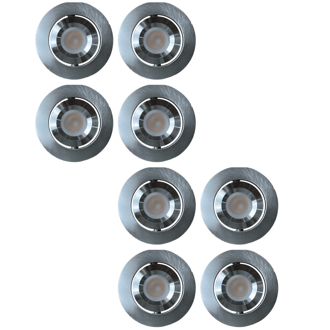 Outdoor Landscape Lighting LED 12V Low Voltage CB05 4x/8x/12x Package 1.5W DC12V Low Voltage Round LED Cast Aluminum Recessed Cabinet Light Down Lighting Fixture 3000K or 5000K Silver 8 Pack
