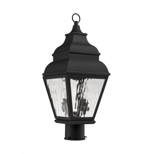 Outdoor Landscape Lighting LED 12V Low Voltage Exeter Candelabra Base 2 Light Bulb Sockets Medium Outdoor Post Top Lantern 8" x 8" x 20.5" Hand Crafted Solid Brass and Clear Water Glass, Black Finish 120V for Garden, Exterior Post - 2603-04