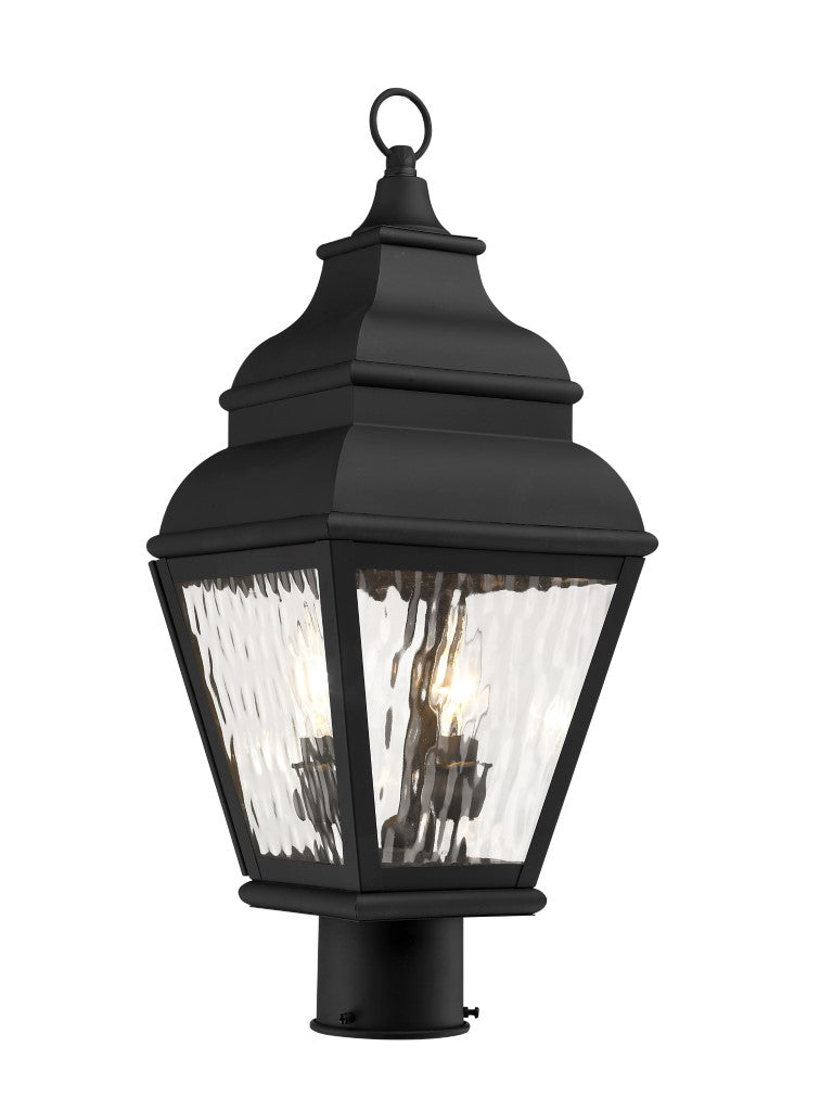 Outdoor Landscape Lighting LED 12V Low Voltage Exeter Candelabra Base 2 Light Bulb Sockets Medium Outdoor Post Top Lantern 8" x 8" x 20.5" Hand Crafted Solid Brass and Clear Water Glass, Black Finish 120V for Garden, Exterior Post - 2603-04