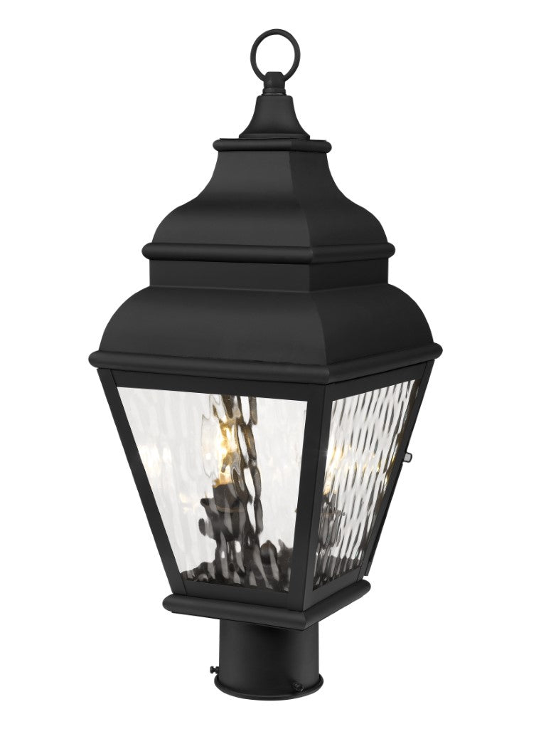 Outdoor Landscape Lighting LED 12V Low Voltage Exeter Candelabra Base 2 Light Bulb Sockets Medium Outdoor Post Top Lantern 8" x 8" x 20.5" Hand Crafted Solid Brass and Clear Water Glass, Black Finish 120V for Garden, Exterior Post - 2603-04