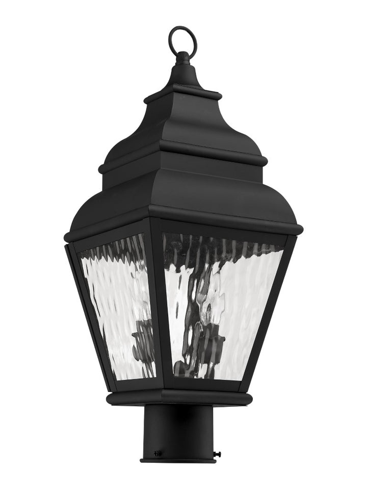 Outdoor Landscape Lighting LED 12V Low Voltage Exeter Candelabra Base 2 Light Bulb Sockets Medium Outdoor Post Top Lantern 8" x 8" x 20.5" Hand Crafted Solid Brass and Clear Water Glass, Black Finish 120V for Garden, Exterior Post - 2603-04