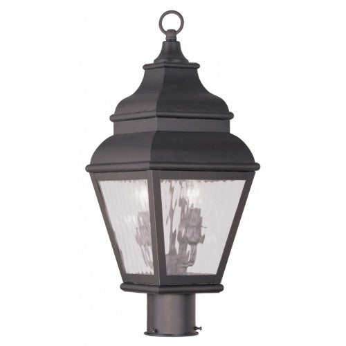Outdoor Landscape Lighting LED 12V Low Voltage Exeter Candelabra Base 2 Light Bulb Sockets Medium Outdoor Post Top Lantern 8" x 8" x 20.5" Hand Crafted Solid Brass and Clear Water Glass, Bronze Finish 120V for Garden, Exterior Post - 2603-07