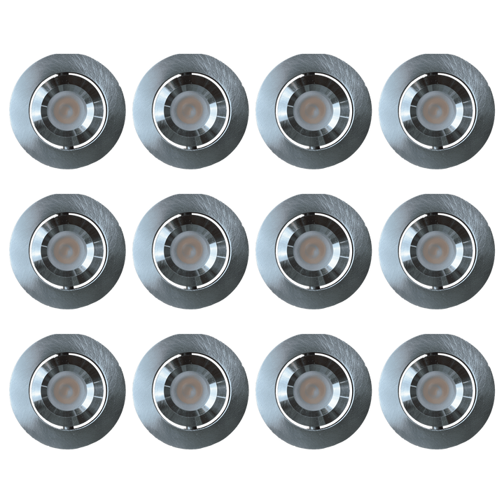 Outdoor Landscape Lighting LED 12V Low Voltage CB05 4x/8x/12x Package 1.5W DC12V Low Voltage Round LED Cast Aluminum Recessed Cabinet Light Down Lighting Fixture 3000K or 5000K Silver 12 Pack