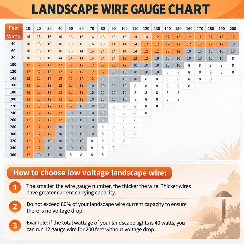 Outdoor Landscape Lighting LED 12V Low Voltage 16/2 Copper Low Voltage Landscape Lighting Wire - Outdoor Direct Burial Cable for Landscape Fixtures