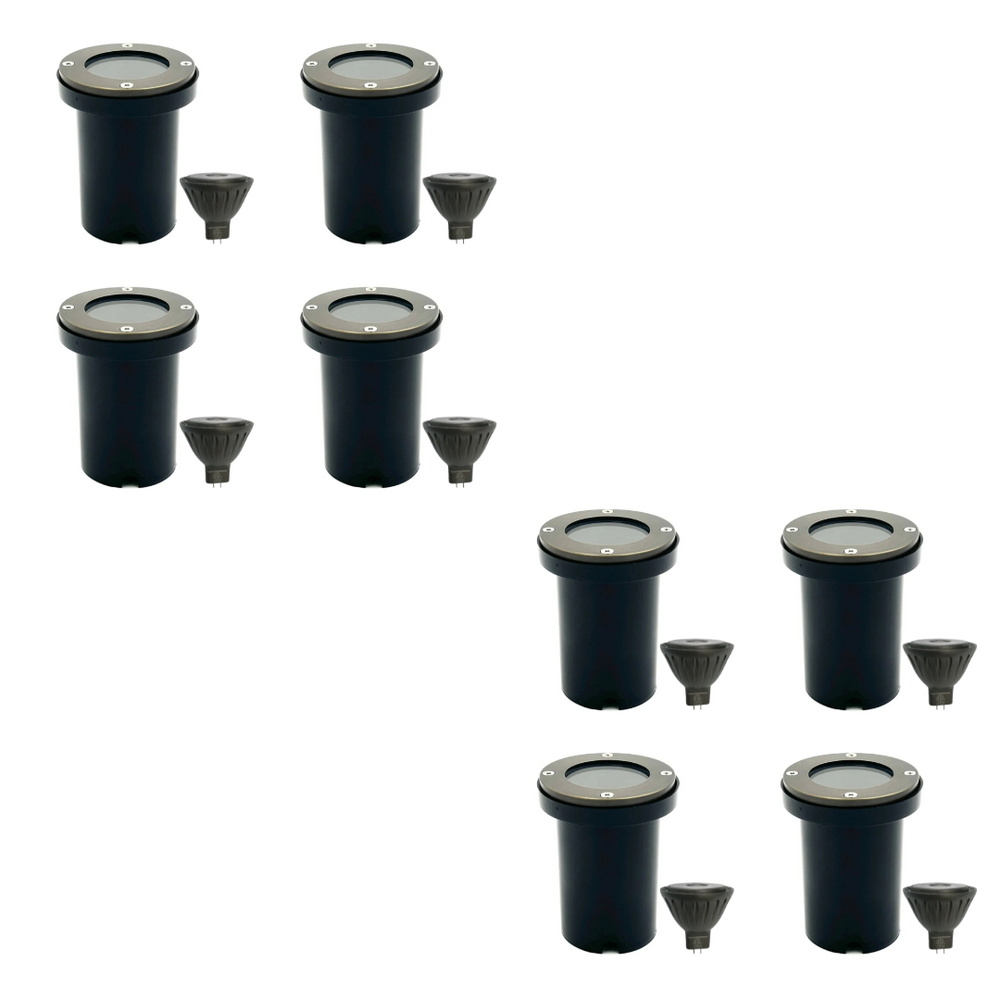 Outdoor Landscape Lighting LED 12V Low Voltage UNBP06 Rein Brown Brass In-Ground Well Light 4x/8x/12x MR16 5W Dimmable 2700K Package Low Voltage Outdoor Lighting 8 Pack