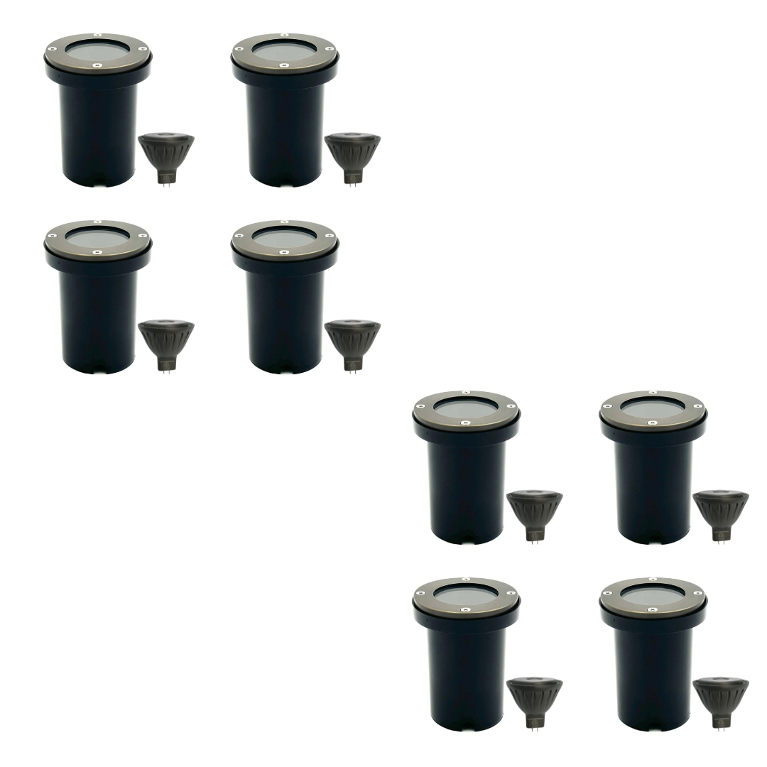Outdoor Landscape Lighting LED 12V Low Voltage UNBP06 Rein Brown Brass In-Ground Well Light 4x/8x/12x MR16 5W Dimmable 2700K Package Low Voltage Outdoor Lighting 8 Pack