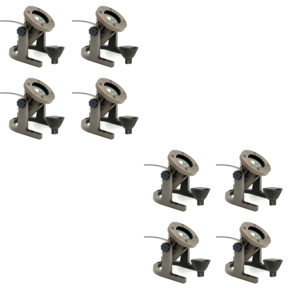 Outdoor Landscape Lighting LED 12V Low Voltage UWL01B Cast Brass Underwater Light 4x/8x/12x MR16 4W Dimmable 2700K Package 12V IP67 Low Voltage Outdoor Lighting 8 Pack
