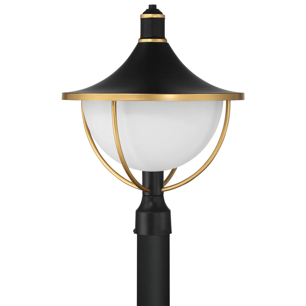 Outdoor Landscape Lighting LED 12V Low Voltage Atlas 1 Light Outdoor Post Light 16.5"x20.75" Stainless Steel and Glass Matte Black with Textured Gold Finish 120V 1 E26 Medium Base LED Bulb Sockets Casual Farmhouse Lantern for Patio, Garden, Exterior Posts