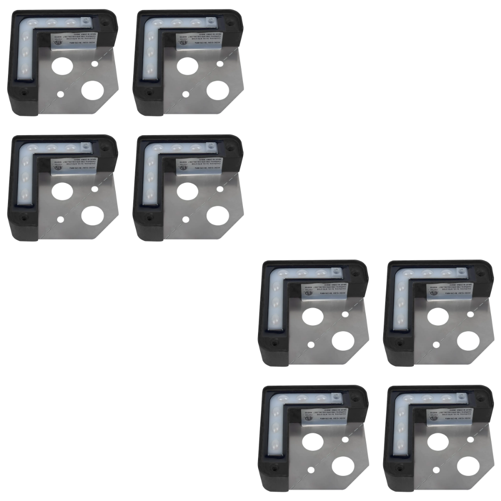 Outdoor Landscape Lighting LED 12V Low Voltage STB23 4x/8x/12x Package 3W 5CCT Cast Aluminum LED Corner L-Shaped Edge Step Light with Stainless Steel Bracket 12V Low Voltage Landscape Lighting 8 Pack