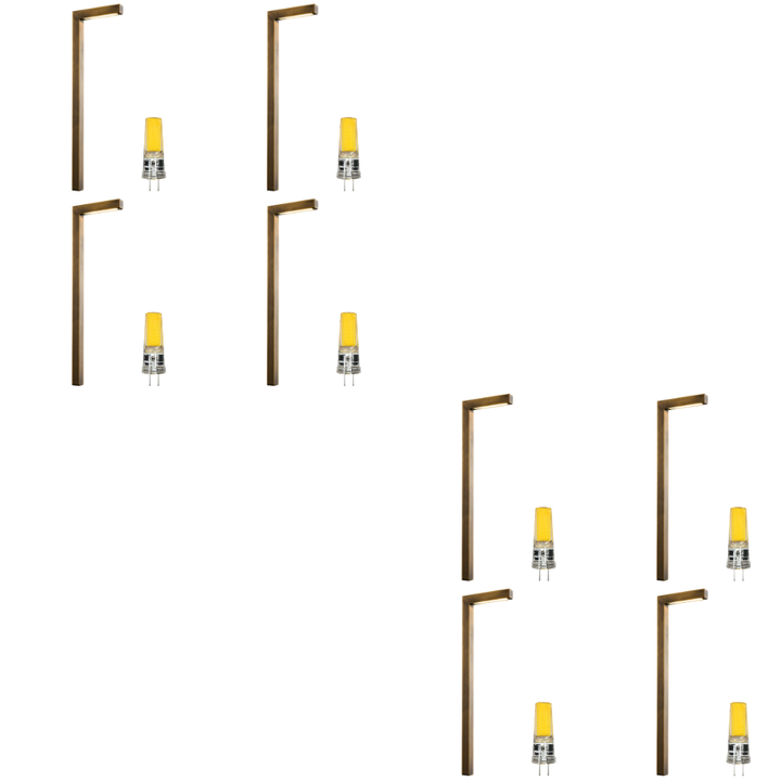 Outdoor Landscape Lighting LED 12V Low Voltage PLB10 4x/8x/12x Package LED Brass L-Shaped 12V Low Voltage Landscape Lighting Pathway Light with G4 3W 3000K Bulb 8 Pack