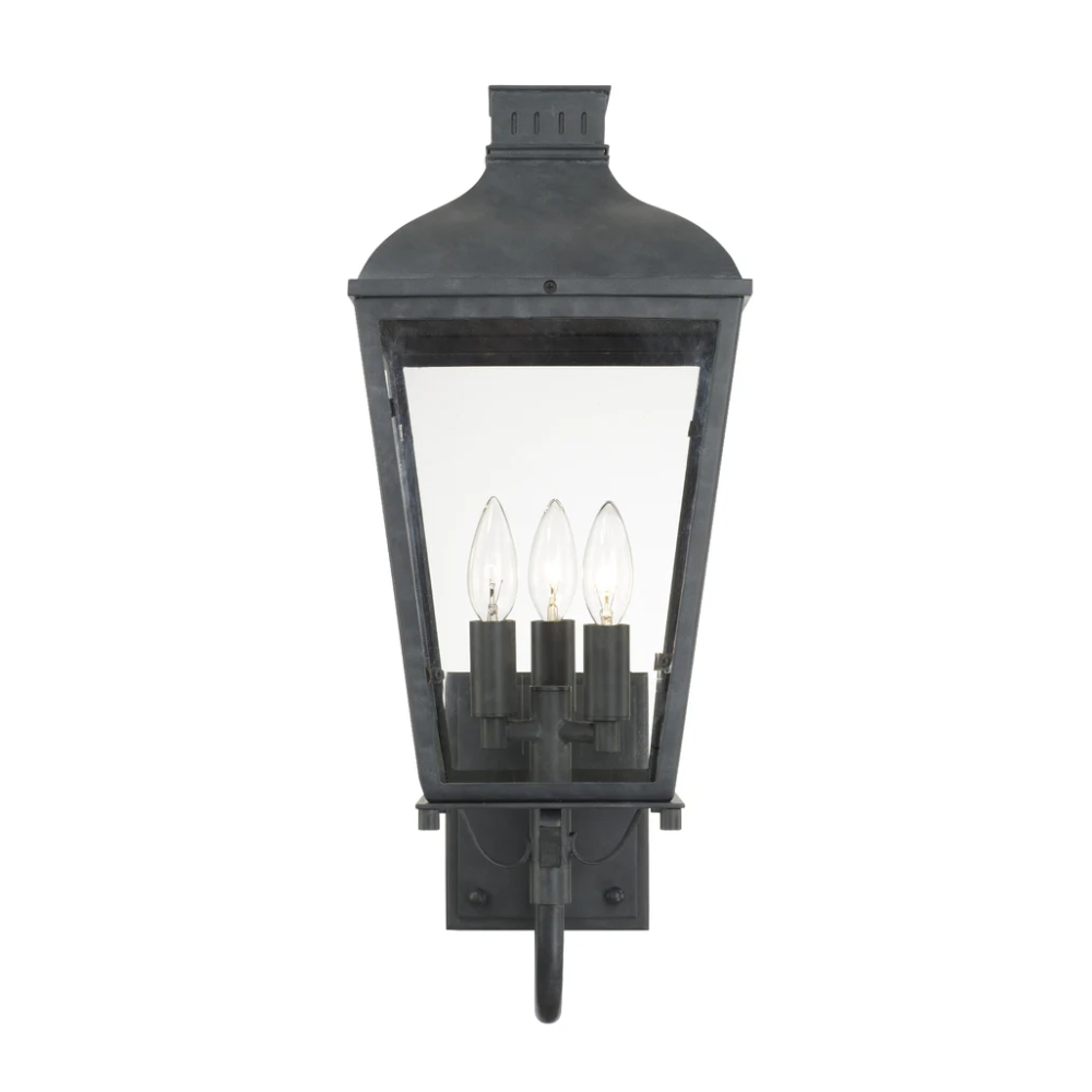 Outdoor Landscape Lighting LED 12V Low Voltage Dumont 3 Light Outdoor Sconce 9.25"x23.5" Stainless Steel and Clear Glass Graphite Metal Finish 120V 3 E12 Candelabra Base LED Bulb Socket for Patio, Garden, Exterior Walls