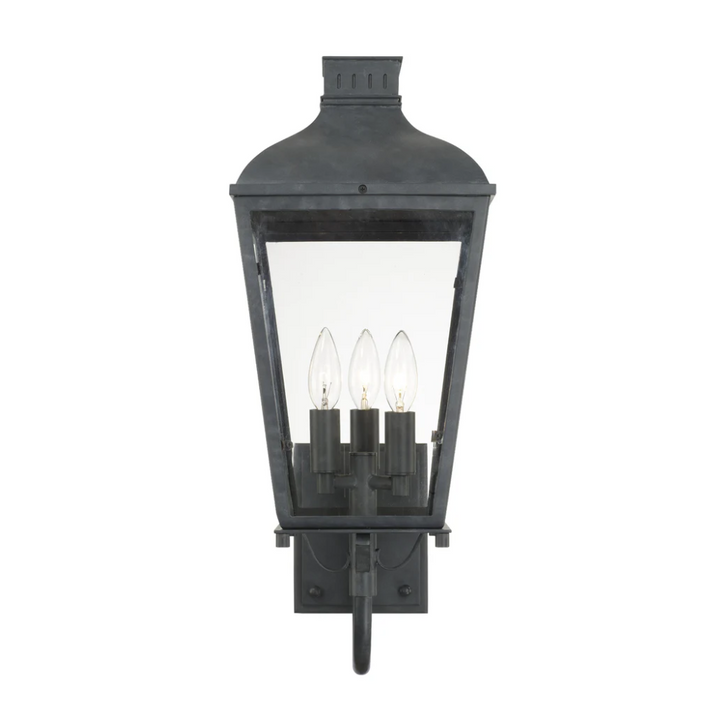 Outdoor Landscape Lighting LED 12V Low Voltage Dumont 3 Light Outdoor Sconce 9.25"x23.5" Stainless Steel and Clear Glass Graphite Metal Finish 120V 3 E12 Candelabra Base LED Bulb Socket for Patio, Garden, Exterior Walls