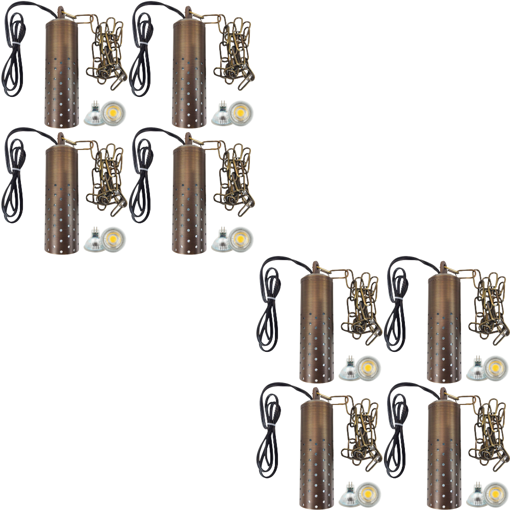 Outdoor Landscape Lighting LED 12V Low Voltage HLB09 4x/8x/12x Package 12V LED Low Voltage Brass Cylinder Pendant Light Hanging Downlight Fixture 5W 3000K Bulb 8 Pack