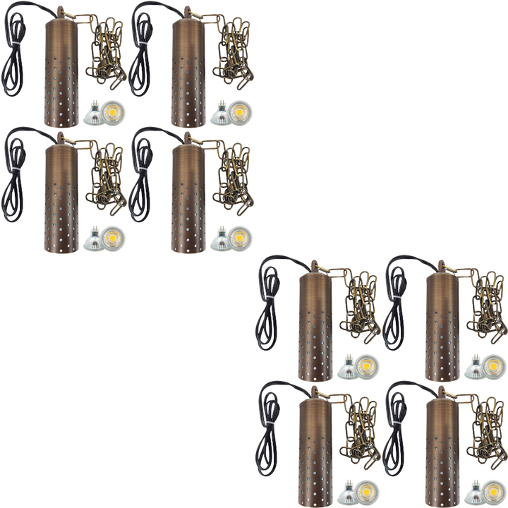 Outdoor Landscape Lighting LED 12V Low Voltage HLB09 4x/8x/12x Package 12V LED Low Voltage Brass Cylinder Pendant Light Hanging Downlight Fixture 5W 3000K Bulb 8 Pack