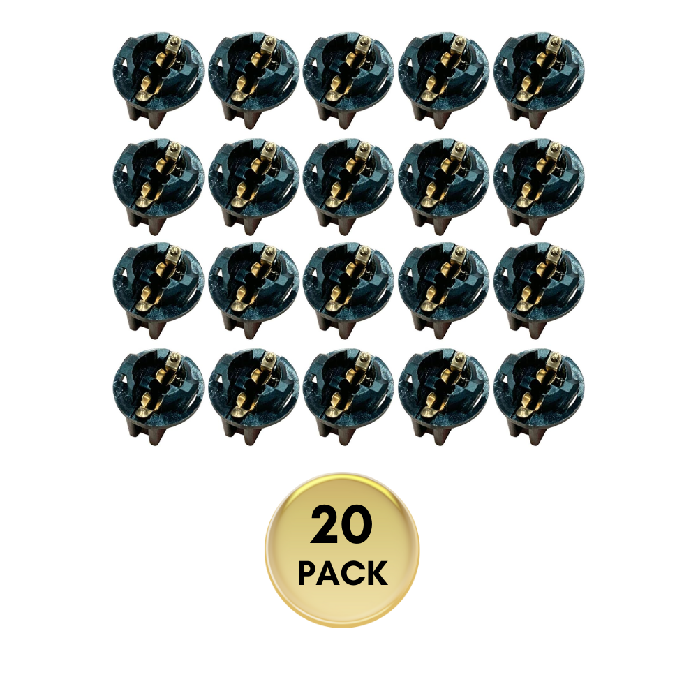 Outdoor Landscape Lighting LED 12V Low Voltage 20-Pack T10/W5W Twist Lock Bulb Sockets - Heat-Resistant Wedge Base Replacement Holders