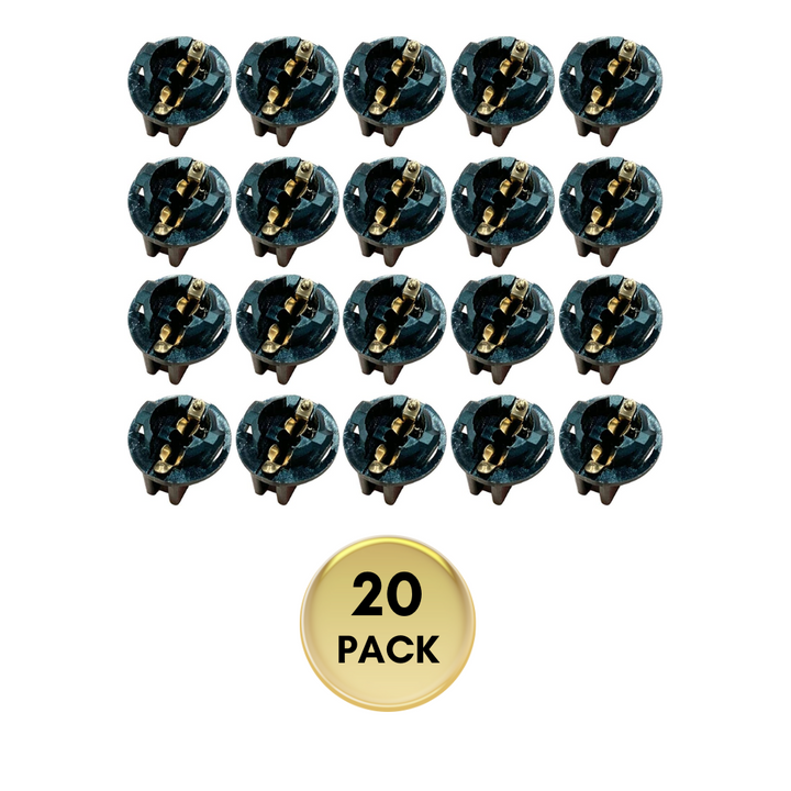 Outdoor Landscape Lighting LED 12V Low Voltage 20-Pack T10/W5W Twist Lock Bulb Sockets - Heat-Resistant Wedge Base Replacement Holders