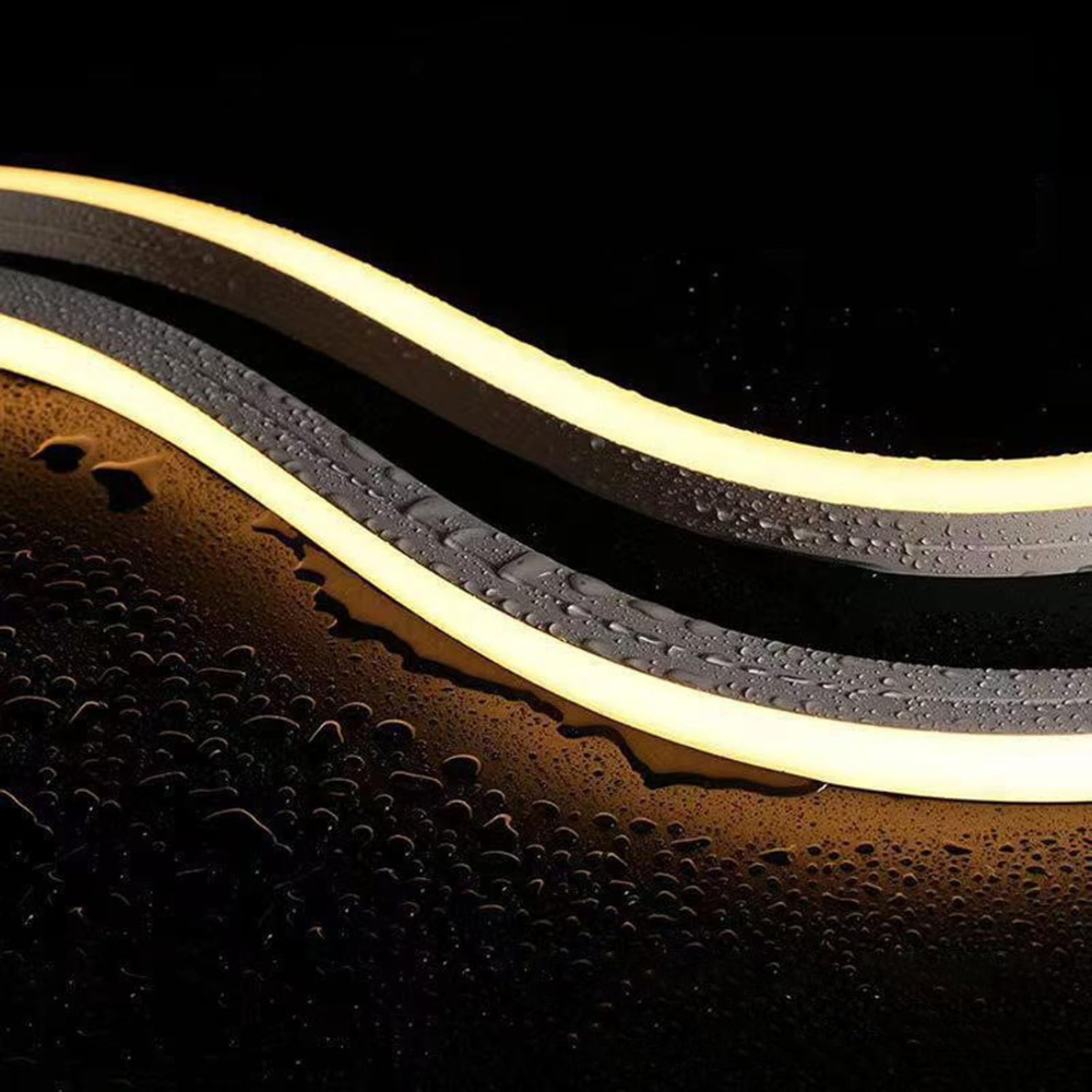 Outdoor Landscape Lighting LED 12V Low Voltage SLN12 Dotless Neon Soft Silicone Vertical Bending LED Strip Light 10x10mm 2.44W/ft DC12V/DC24V IP68 16.4ft with Screws and Mounting Clips