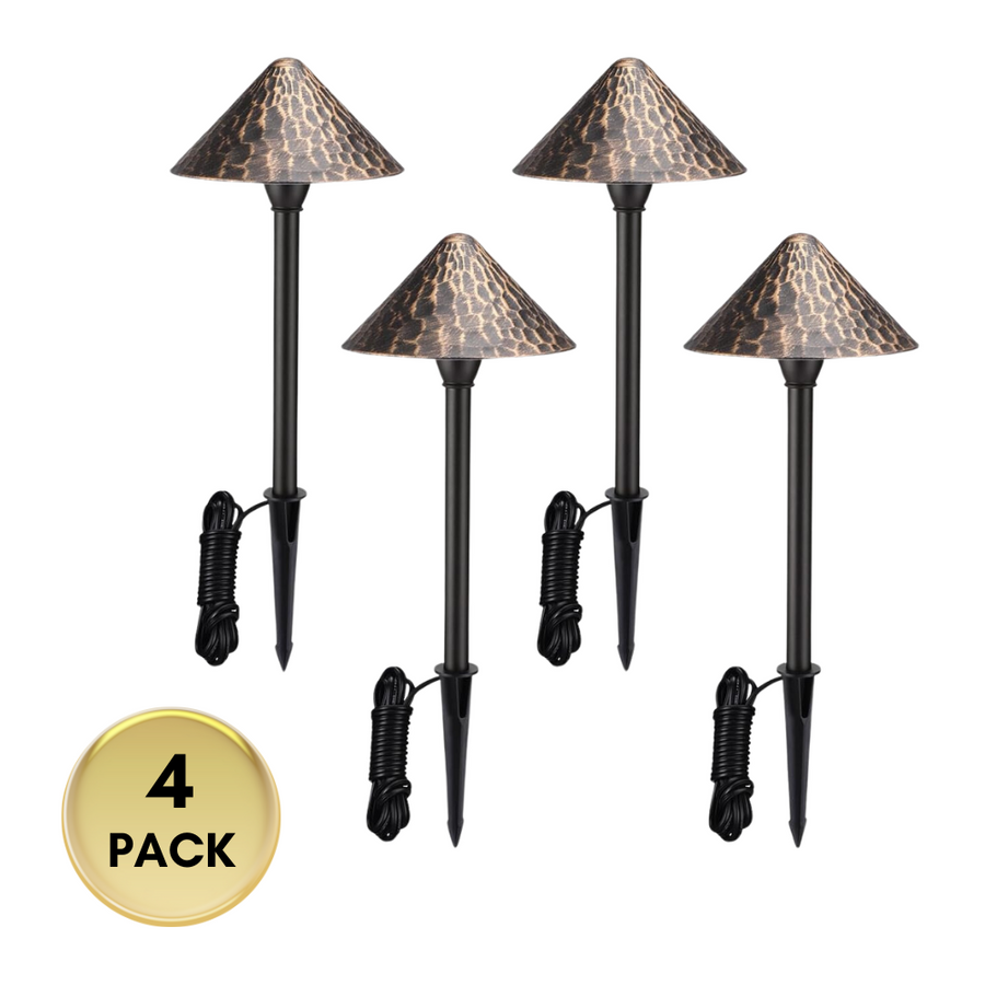 Outdoor Landscape Lighting LED 12V Low Voltage ALP49 4- and 12-Pack 3W 3000K Warm White Integrated LED Low Voltage Cast Aluminum Landscape Pathway Lights Package, Driveway Walkway Light Bronze 4 Pack