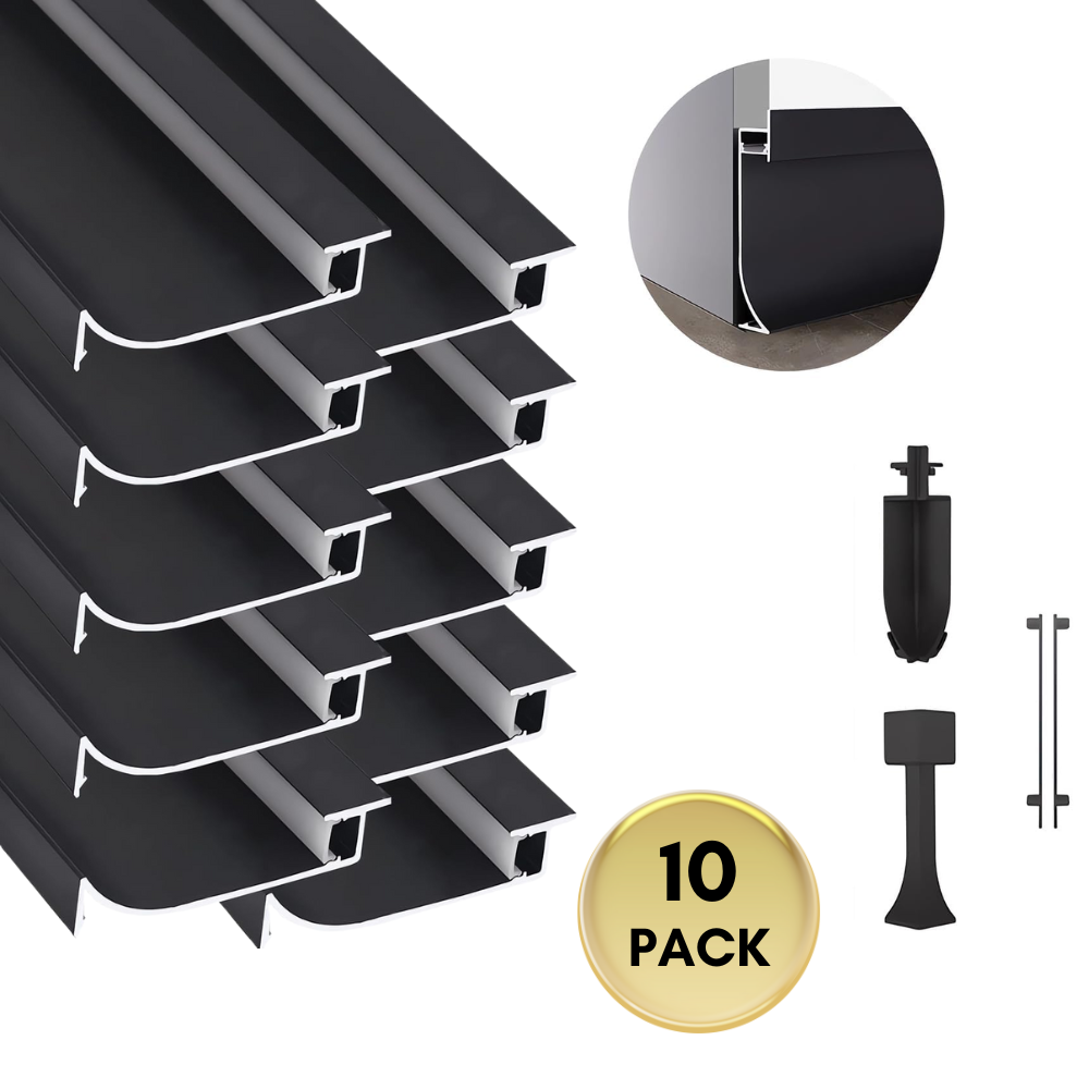 Outdoor Landscape Lighting LED 12V Low Voltage AC14 Skirting Board Black Aluminum Channel with White Frosted Plastic Cover 3.3FT/1M For Max Inner 10.7mm Width LED Strip Lights Pack of 7/10/20 10 Pack of 3.3ft (1M)