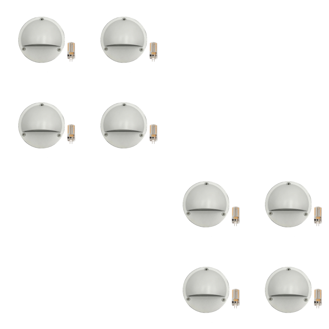 Outdoor Landscape Lighting LED 12V Low Voltage STBP06 Rein Cast Brass Round Half Moon 4x/8x/12x G4 2W Dimmable 2700K Package Step Deck Light Low Voltage Outdoor Landscape Lighting 8 Pack White