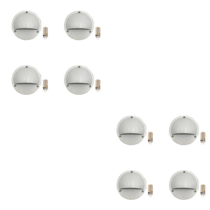 Outdoor Landscape Lighting LED 12V Low Voltage STBP06 Rein Cast Brass Round Half Moon 4x/8x/12x G4 2W Dimmable 2700K Package Step Deck Light Low Voltage Outdoor Landscape Lighting 8 Pack White