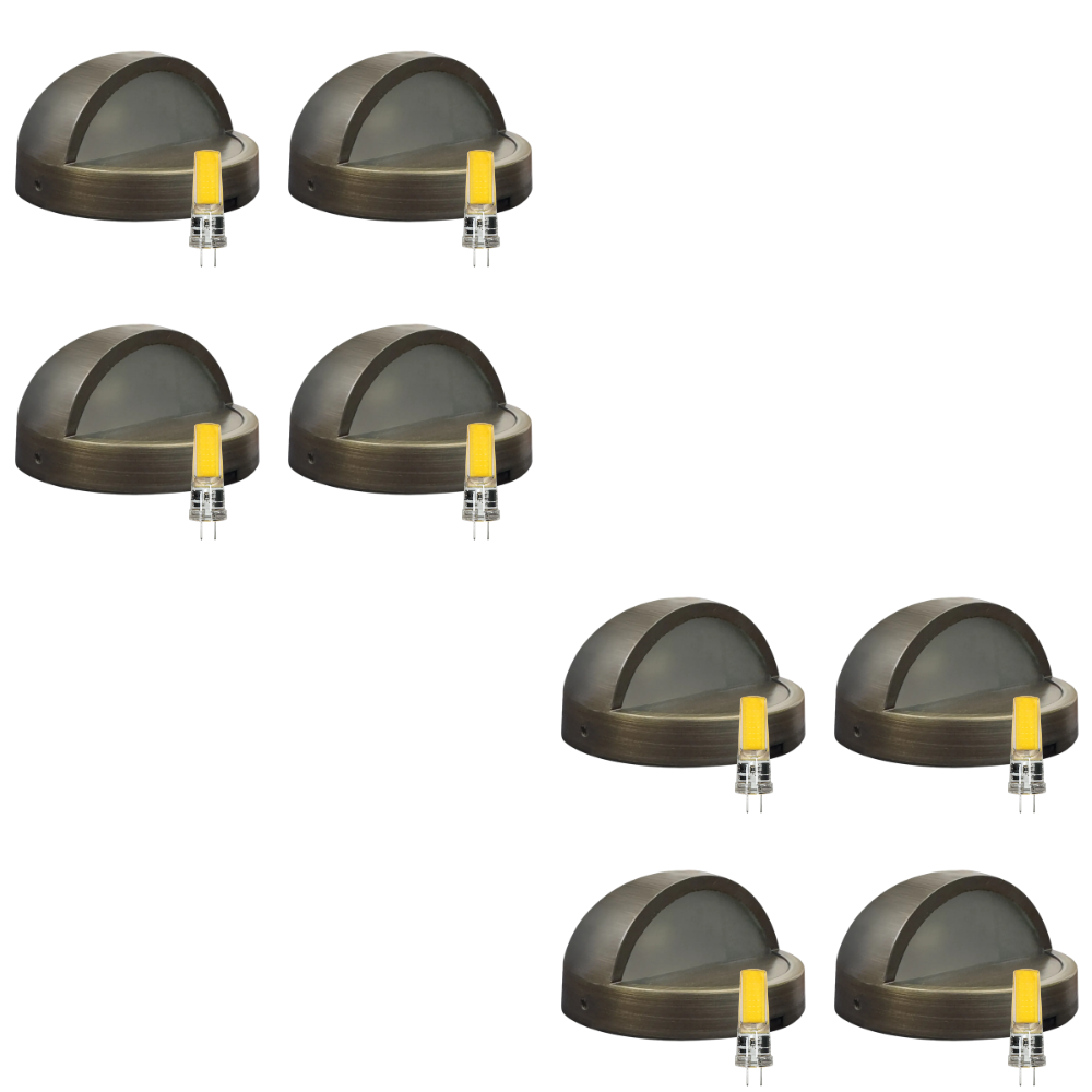 Outdoor Landscape Lighting LED 12V Low Voltage STB09 4x/8x/12x Package LED Brass 3.42" Round Deck Light Surface Mount 12V Low Voltage Landscape Lighting 3W 3000K Bulb 8 Pack Natural Brass