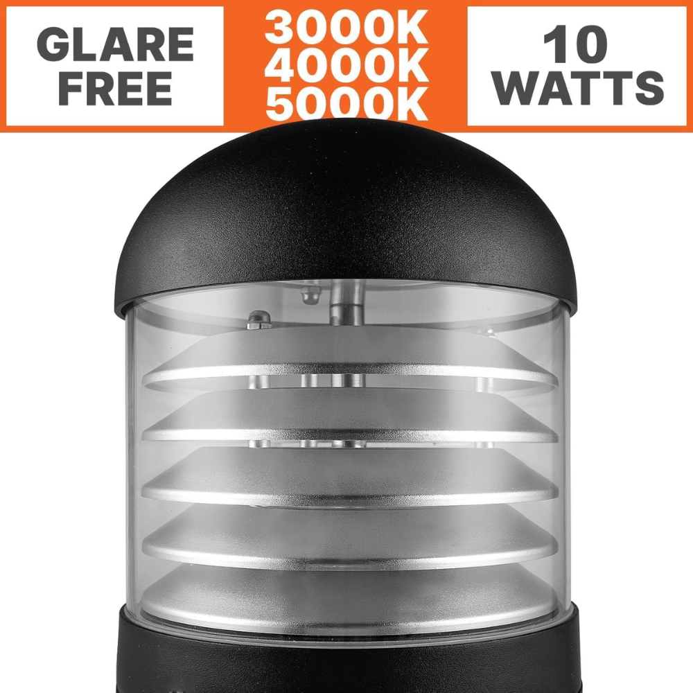 Outdoor Landscape Lighting LED 12V Low Voltage BPLA06 25" 120V 10W 3000K/4000K/5000K 3CCT 1000LM Black Aluminum Round-Top Bollard Light Line Voltage Commercial Bollard Path Light Outdoor Lighting