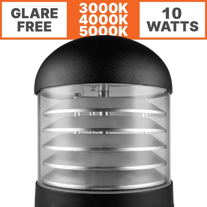 Outdoor Landscape Lighting LED 12V Low Voltage BPLA06 25" 120V 10W 3000K/4000K/5000K 3CCT 1000LM Black Aluminum Round-Top Bollard Light Line Voltage Commercial Bollard Path Light Outdoor Lighting