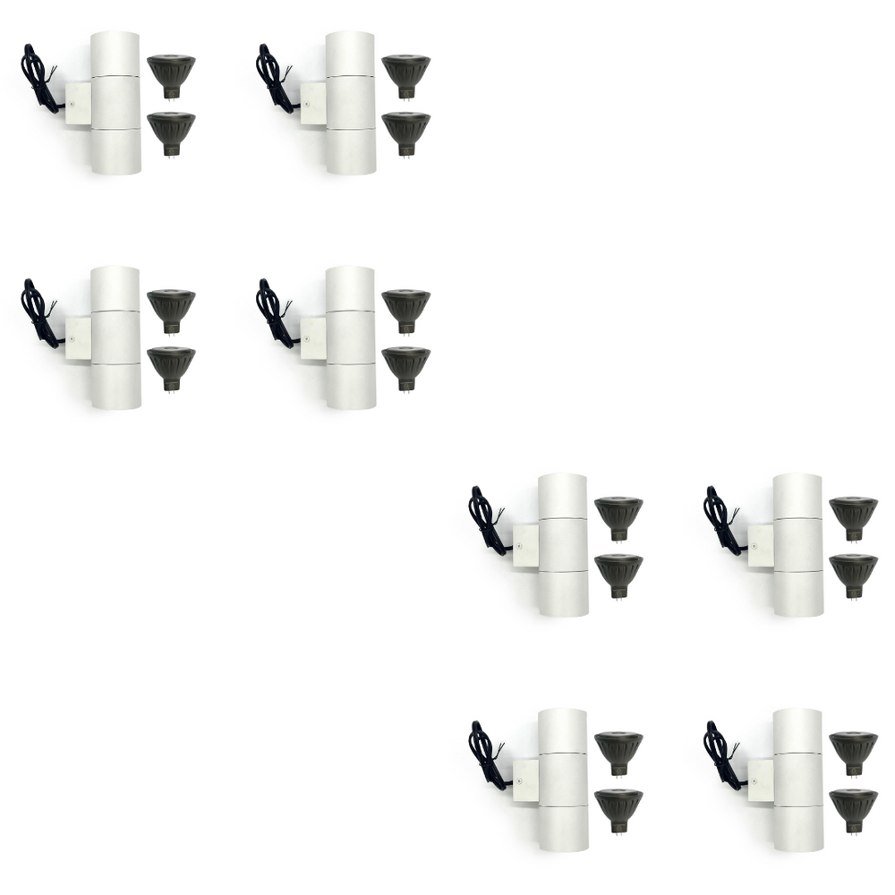 Outdoor Landscape Lighting LED 12V Low Voltage SCSP02 Stelvio Sconce White Finish Up/Down Light 4x/8x/12x MR16 4W Dimmable 2700K Package Low Voltage Outdoor Lighting 8 Pack