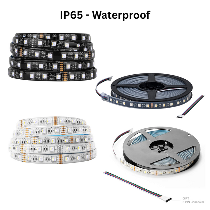 Outdoor Landscape Lighting LED 12V Low Voltage SL06 7.3W/ft 14mm Strip Light RGB + Warm White 3000K-3500K or Cool White 6000K-7000K 5050 DC24V Low Voltage LED Outdoor IP68 Submersible UL SMD Tape Light with Black or White PCB DC24V RGB + Cool White Black PCB IP65 Outdoor
