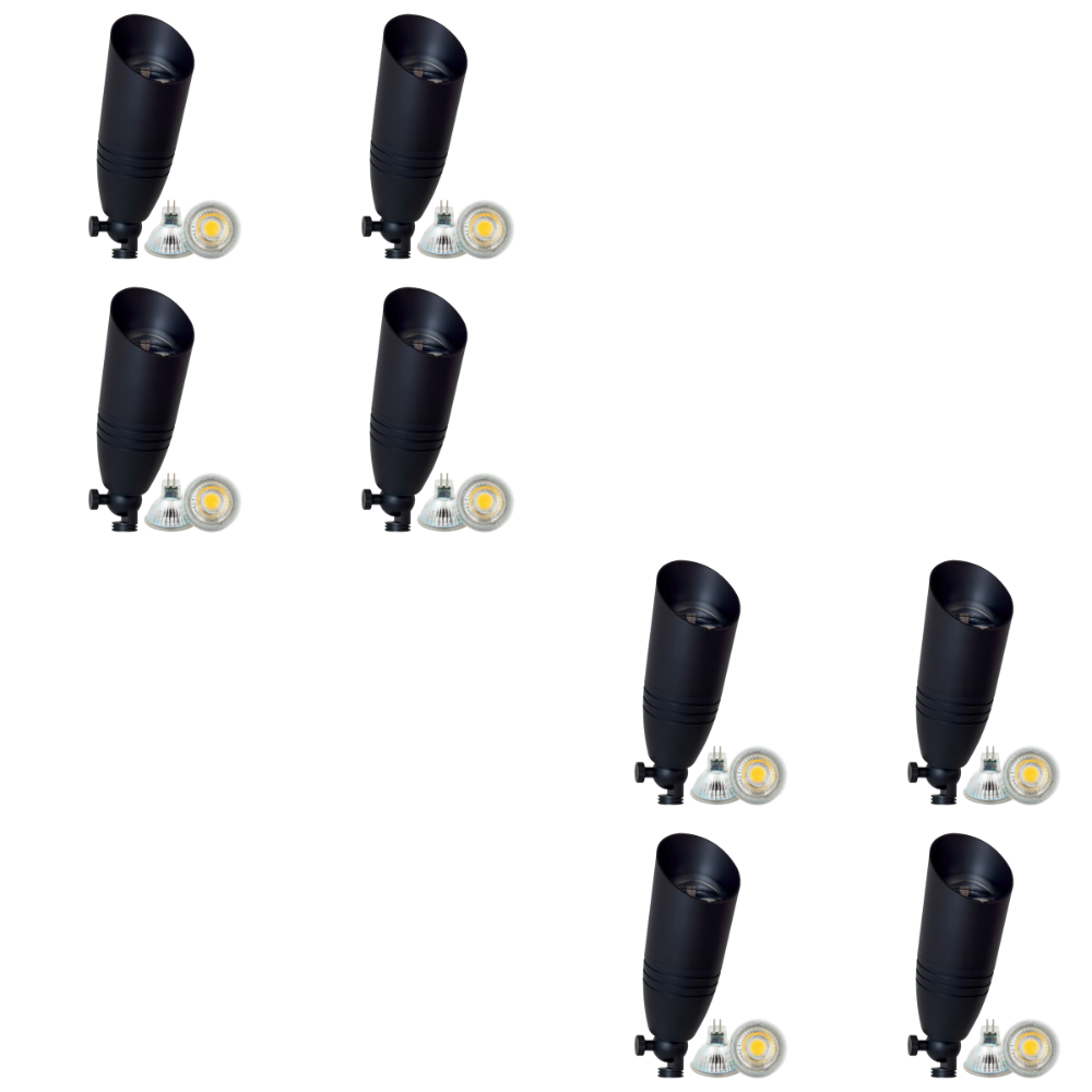 Outdoor Landscape Lighting LED 12V Low Voltage SPB06 4x/8x/12x Package 12V Low Voltage LED Outdoor Landscape Brass Spotlight with MR16 5W 3000K Bulb Black Brass 8 Pack