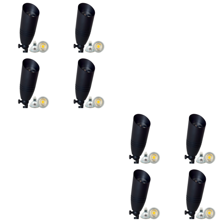 Outdoor Landscape Lighting LED 12V Low Voltage SPB06 4x/8x/12x Package 12V Low Voltage LED Outdoor Landscape Brass Spotlight with MR16 5W 3000K Bulb Black Brass 8 Pack