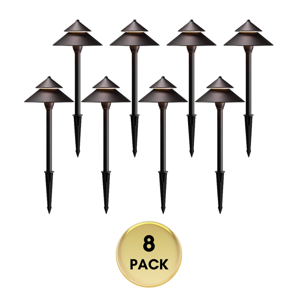 Outdoor Landscape Lighting LED 12V Low Voltage CDPAL01 Antico LED Aluminum Landscape Pathway Lights 3W 3000K 12-24V AC/DC Low Voltage Brown Mushroom Outdoor Landscape Lighting 8 Pack